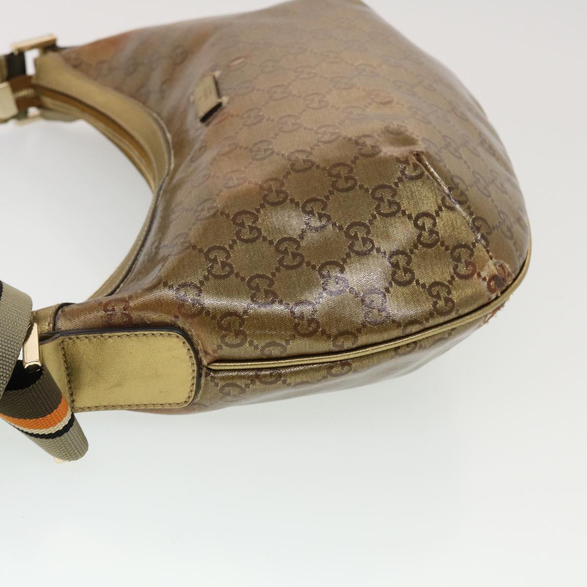 GUCCI GG Crystal Sherry Line Shoulder Bag Gold Brown Orange 181092 Auth th3701