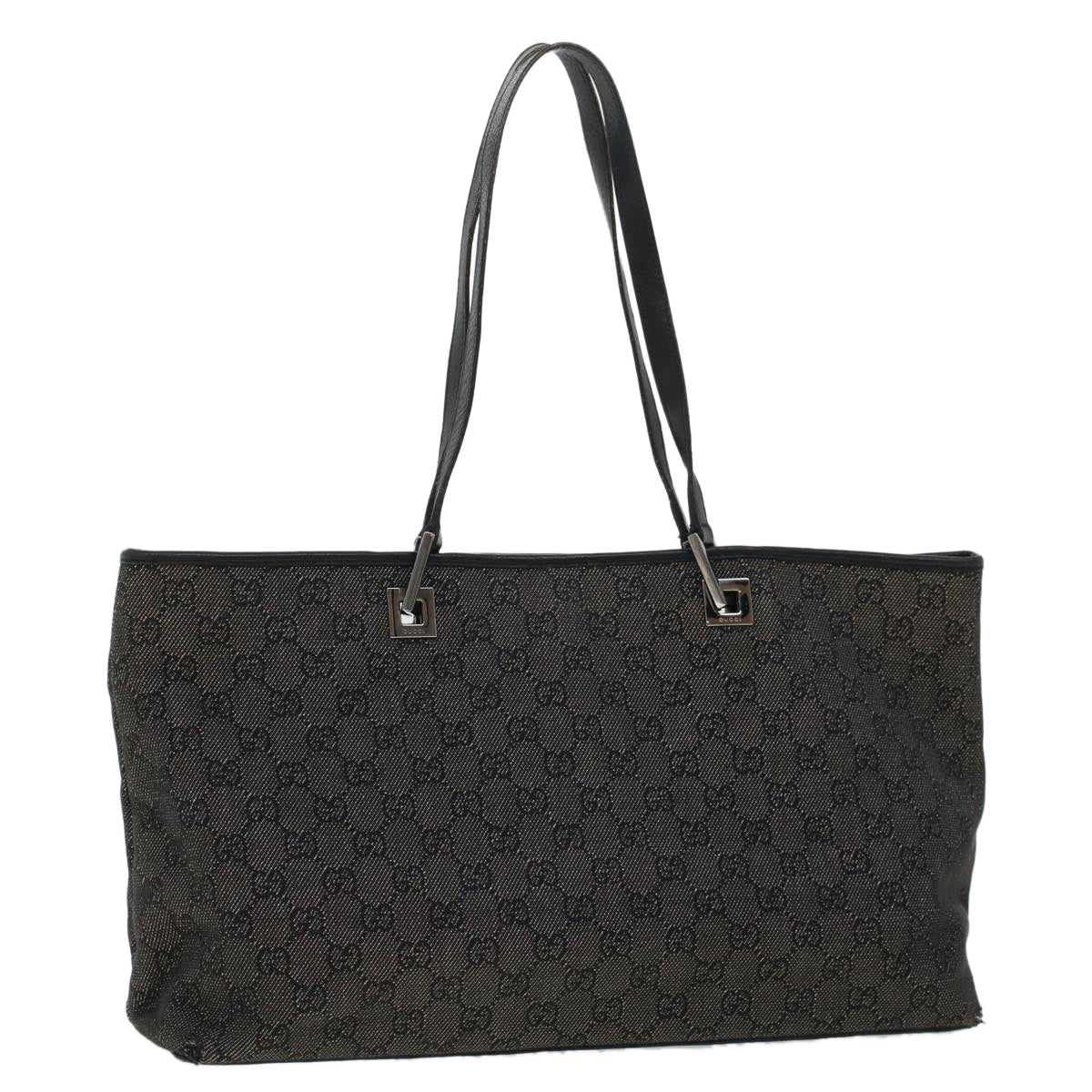 GUCCI GG Canvas Tote Bag Black 36173 1705 Auth th3729