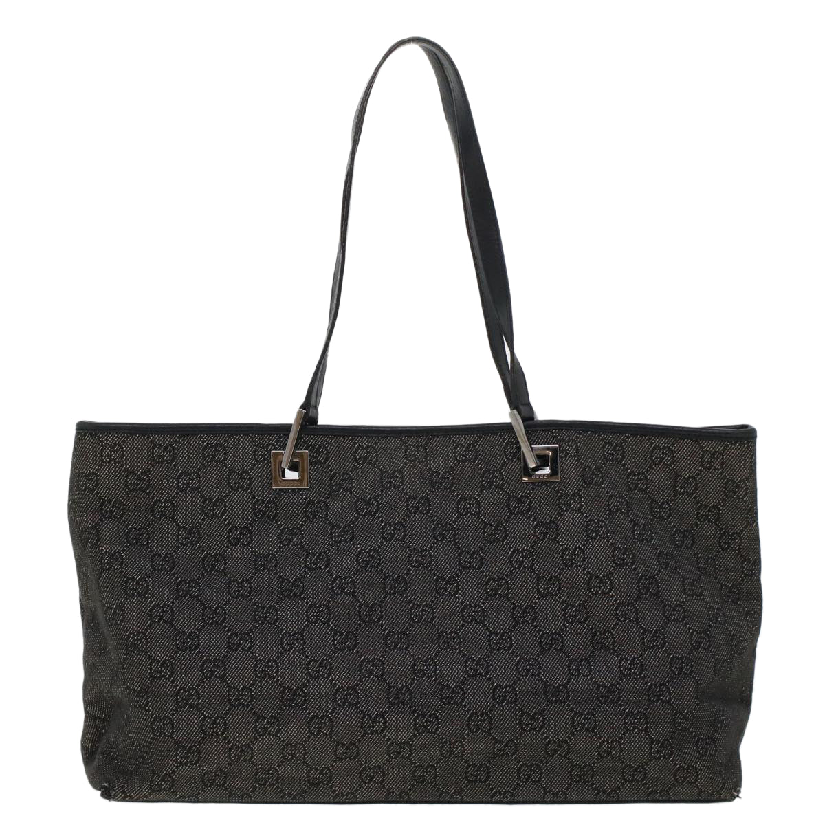 GUCCI GG Canvas Tote Bag Black 36173 1705 Auth th3729