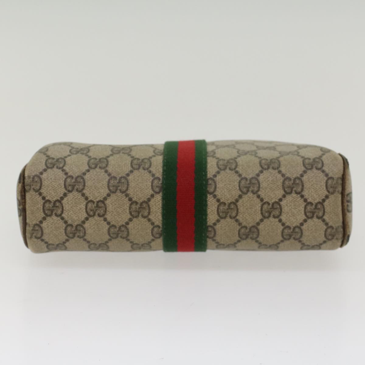 GUCCI GG Canvas Web Sherry Line Clutch Bag Beige Red 27•004•998 Auth th3783