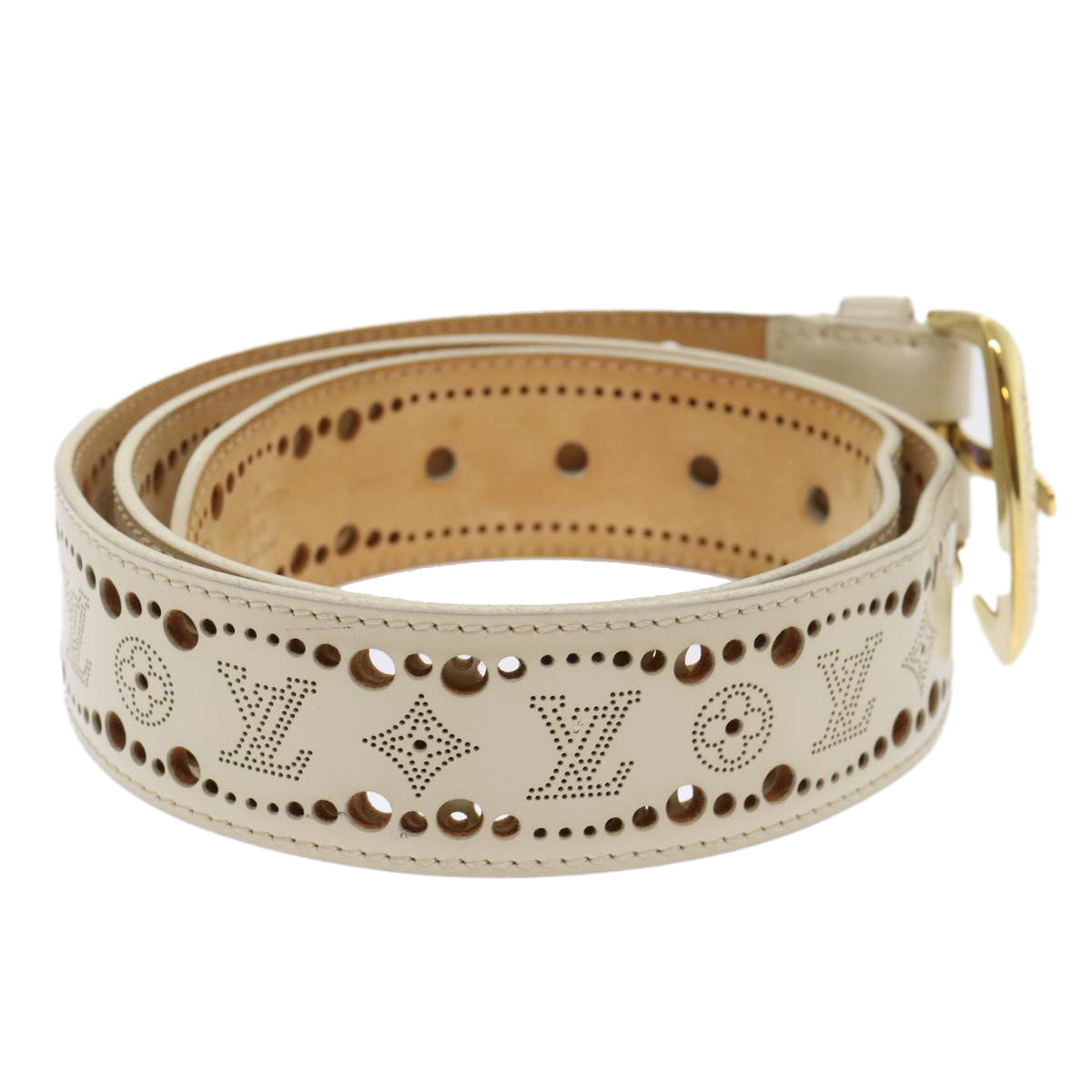 LOUIS VUITTON Ceinture Phoenix Belt 43.3"" Cream M9680 LV Auth th3816 - 0