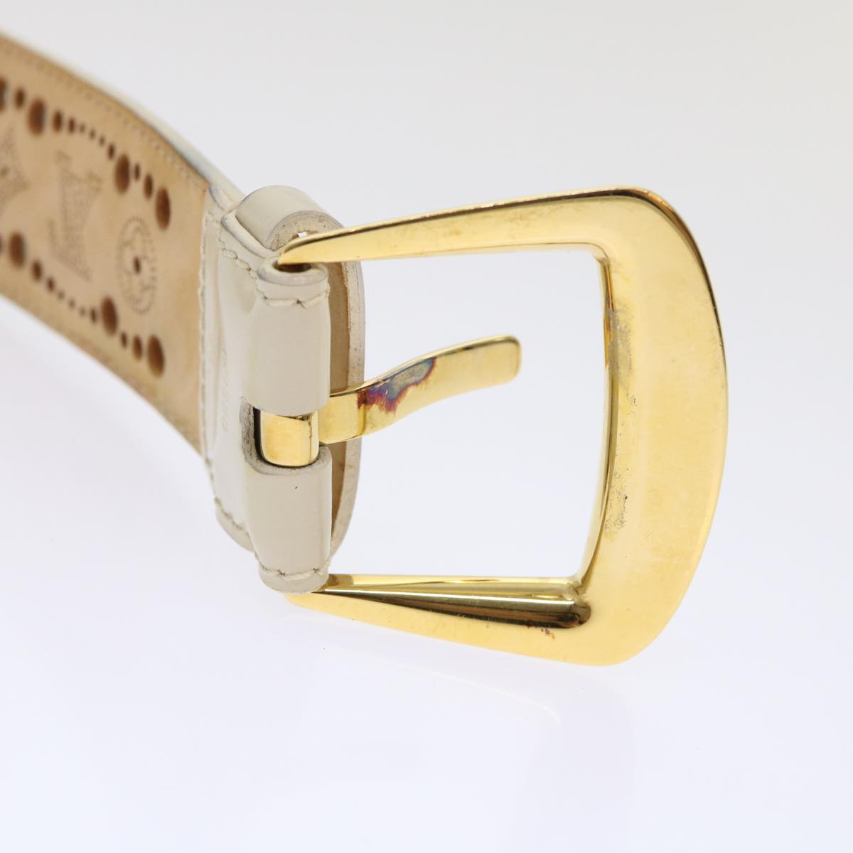 LOUIS VUITTON Ceinture Phoenix Belt 43.3"" Cream M9680 LV Auth th3816