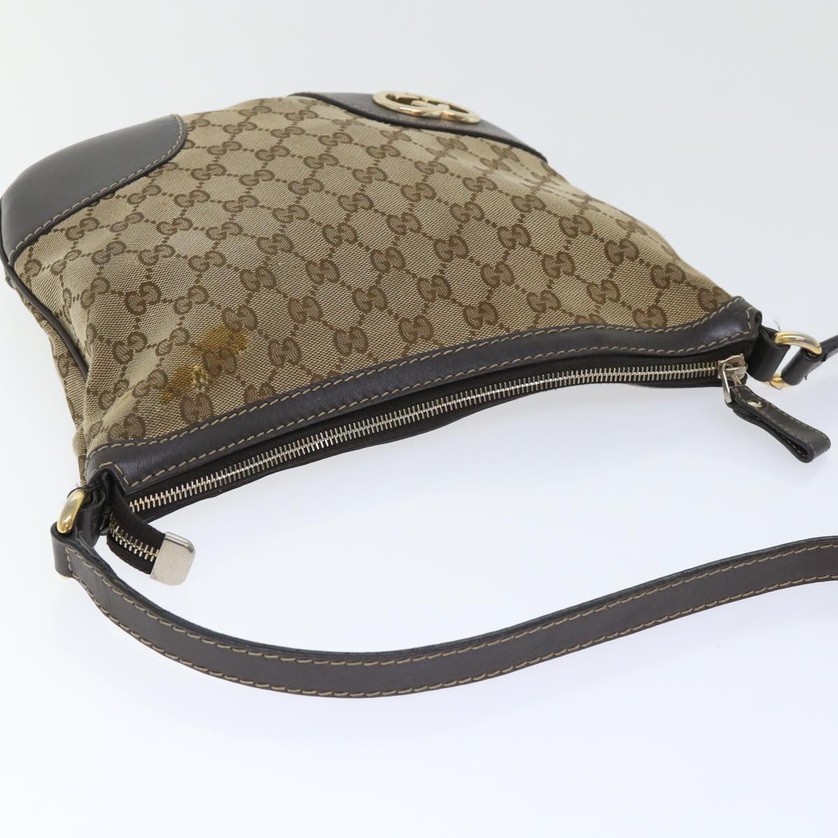 GUCCI GG Canvas Shoulder Bag Beige 257072 Auth th3852