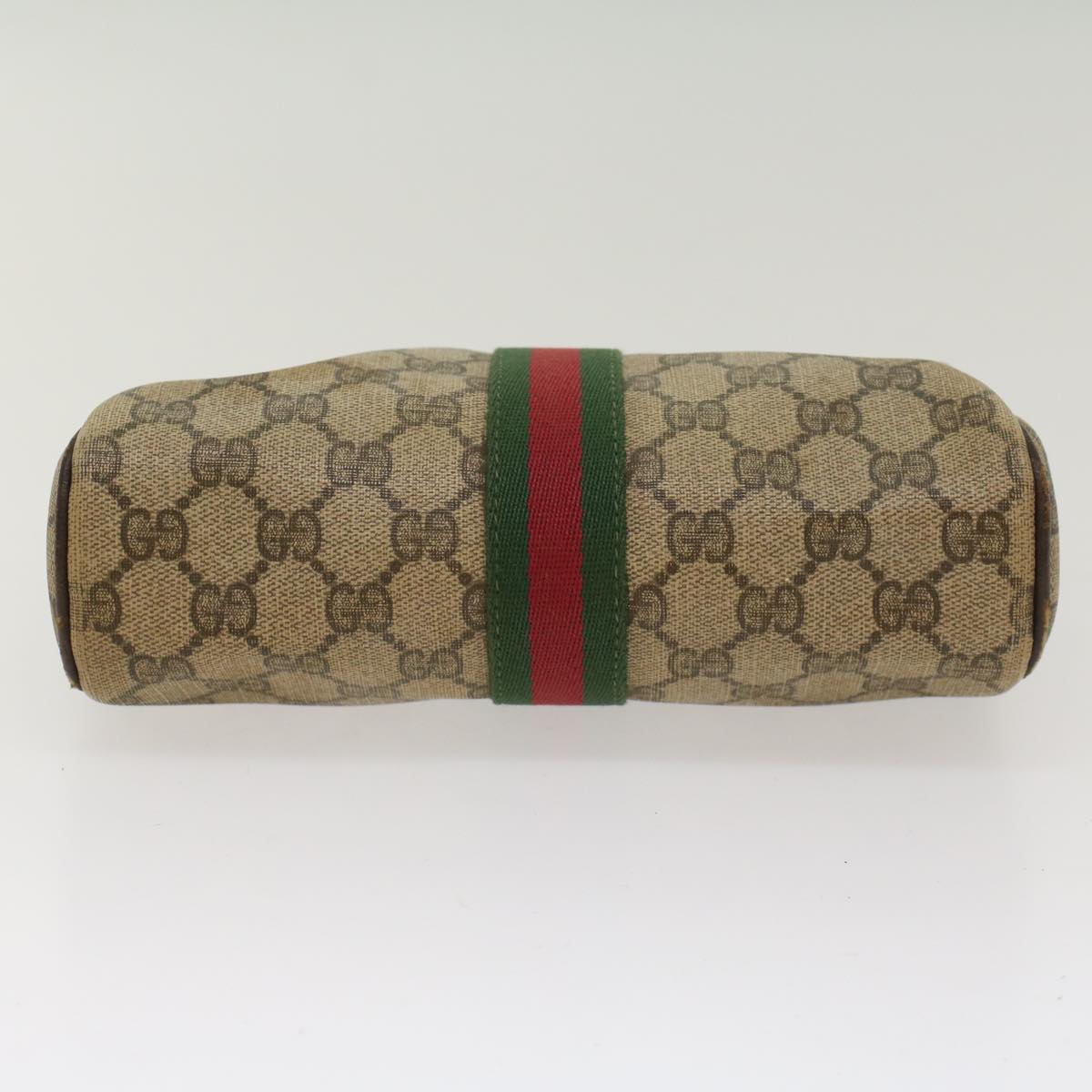 GUCCI GG Canvas Web Sherry Line Clutch Bag Beige Red 56•014•3553 Auth th3861