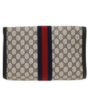 GUCCI GG Canvas Sherry Line Clutch Bag PVC Leather Red Navy gray Auth th3865-2