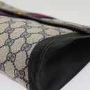 GUCCI GG Canvas Sherry Line Clutch Bag PVC Leather Red Navy gray Auth th3865-7