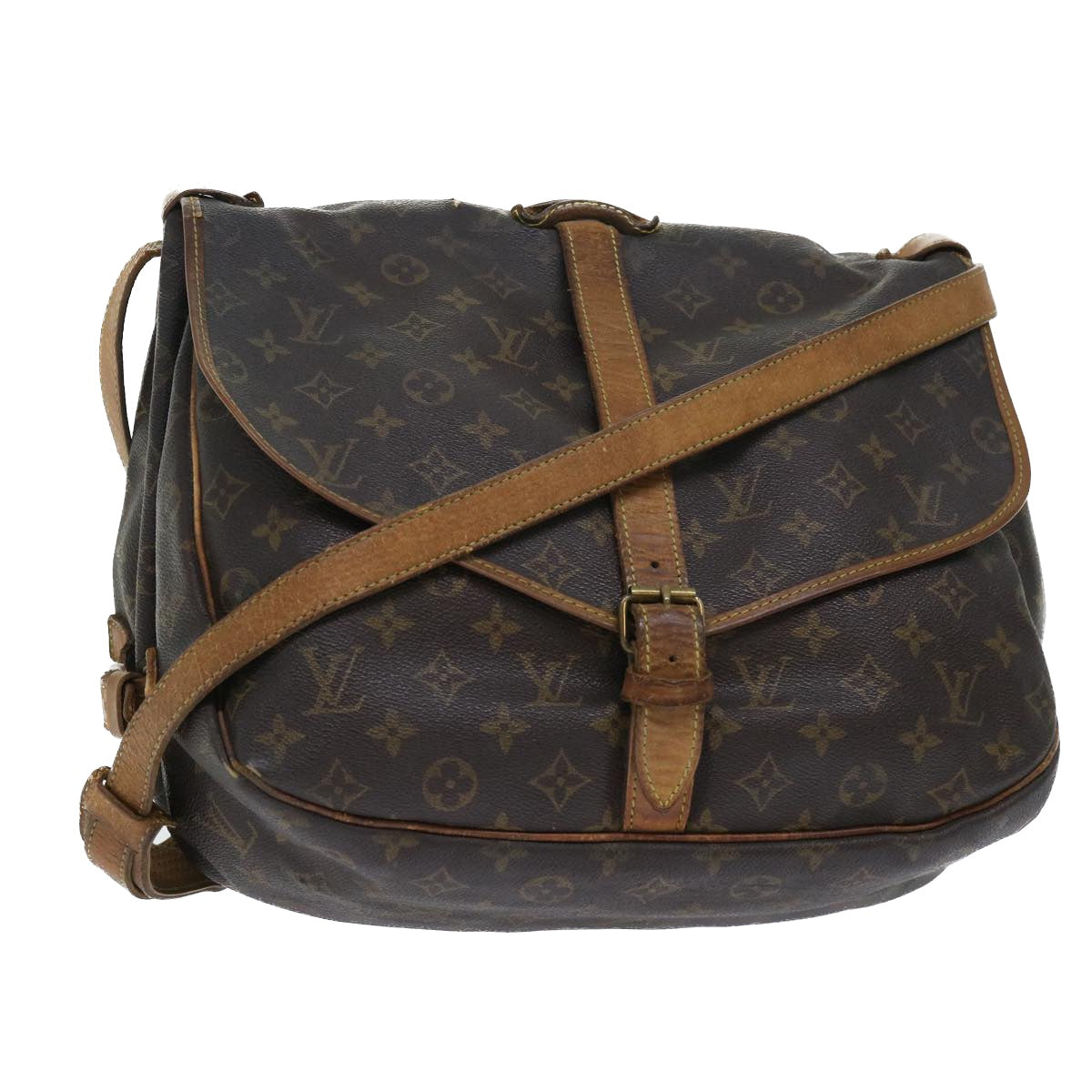 LOUIS VUITTON Monogram Saumur 35 Shoulder Bag M42254 LV Auth th3916