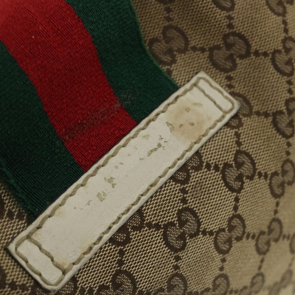 GUCCI GG Canvas Web Sherry Line Shoulder Bag Beige Red Green 211934 Auth th3929