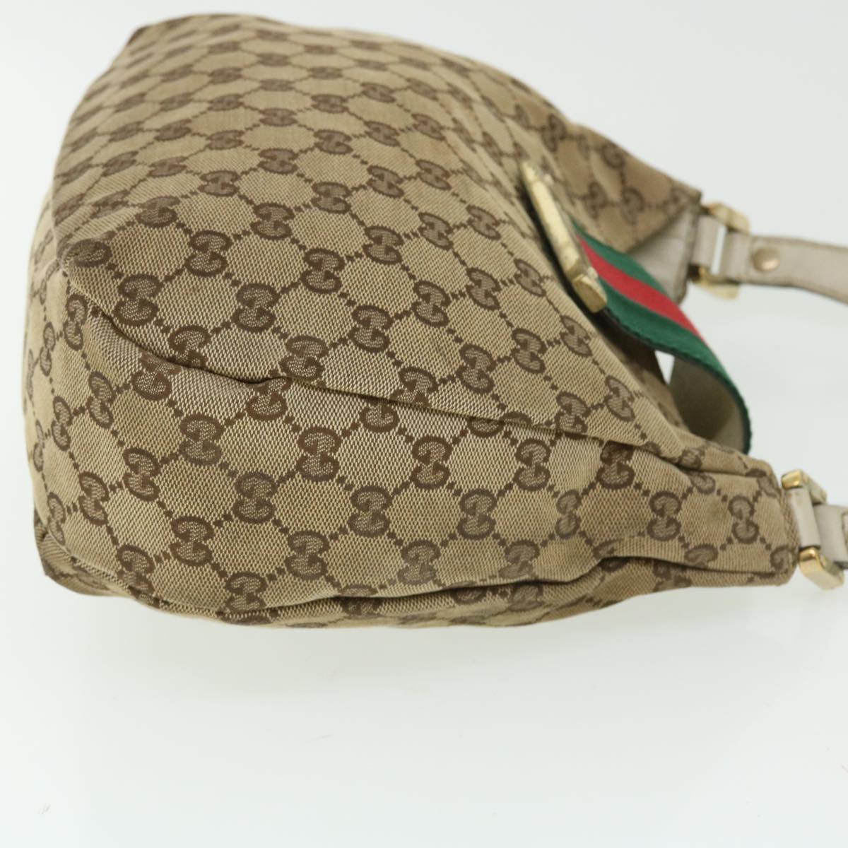 GUCCI GG Canvas Web Sherry Line Shoulder Bag Beige Red Green 211934 Auth th3929