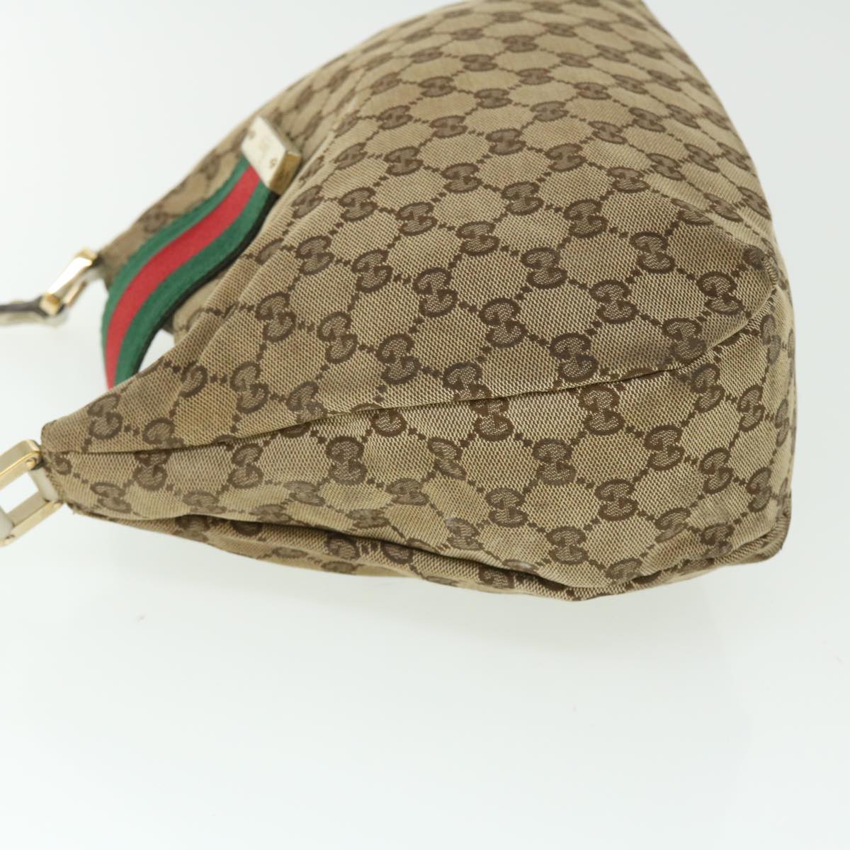 GUCCI GG Canvas Web Sherry Line Shoulder Bag Beige Red Green 211934 Auth th3929