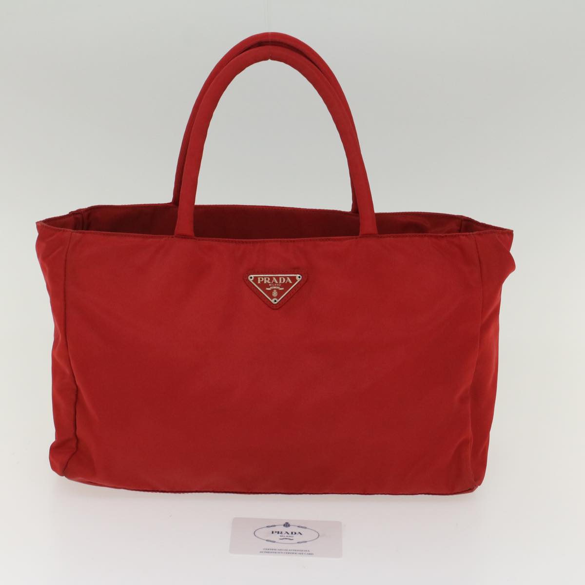 PRADA Hand Bag Nylon Red Auth th3933