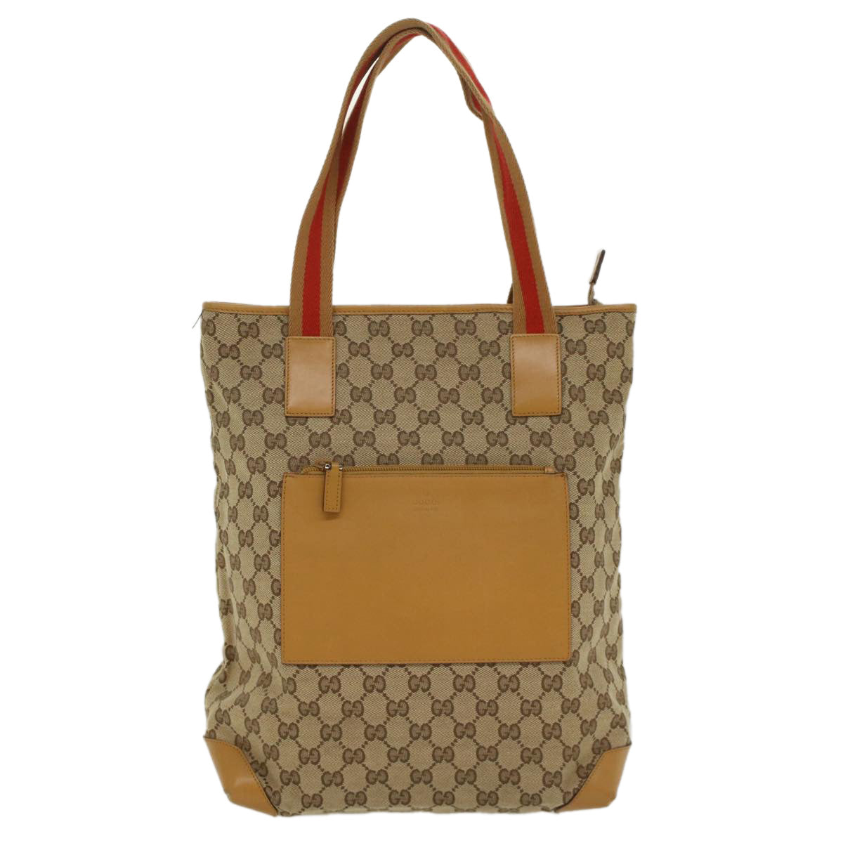 GUCCI GG Canvas Sherry Line Tote Bag Beige Red Brown 019.0401 Auth th3976