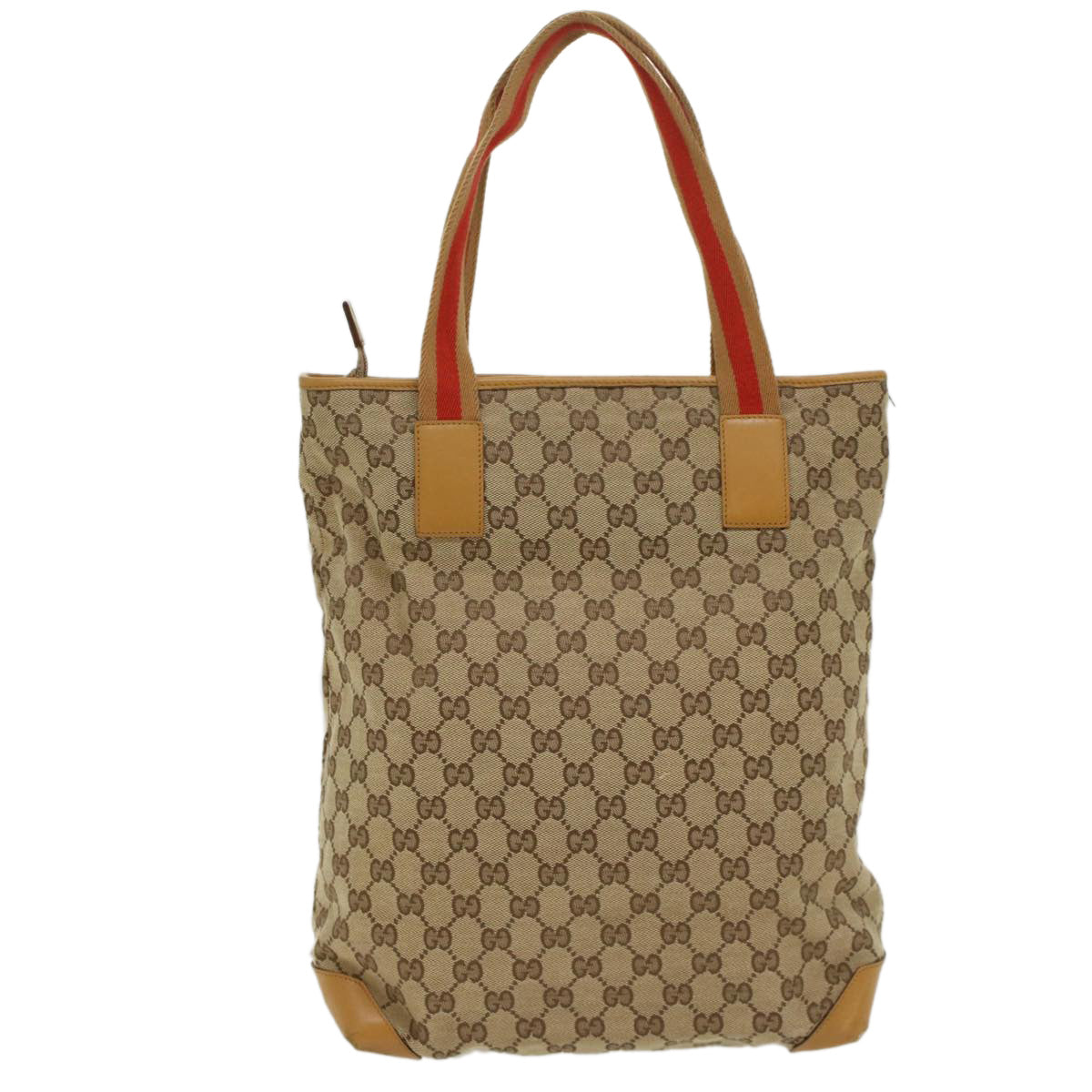 GUCCI GG Canvas Sherry Line Tote Bag Beige Red Brown 019.0401 Auth th3976 - 0