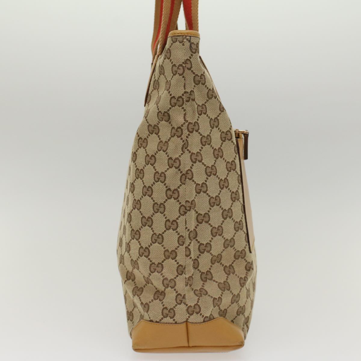 GUCCI GG Canvas Sherry Line Tote Bag Beige Red Brown 019.0401 Auth th3976