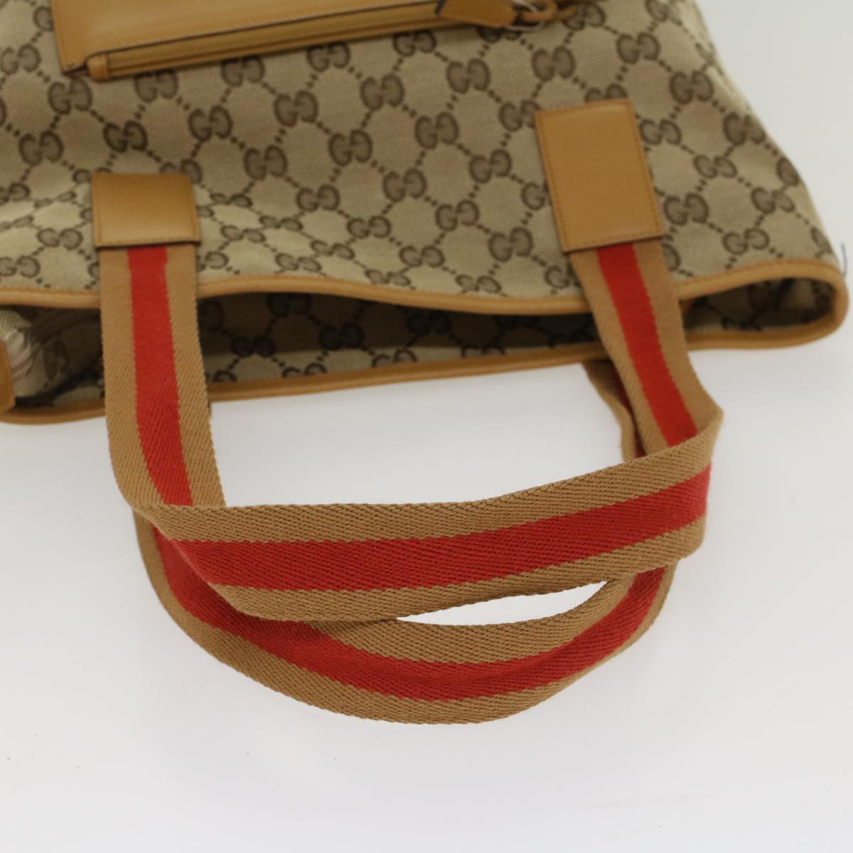 GUCCI GG Canvas Sherry Line Tote Bag Beige Red Brown 019.0401 Auth th3976