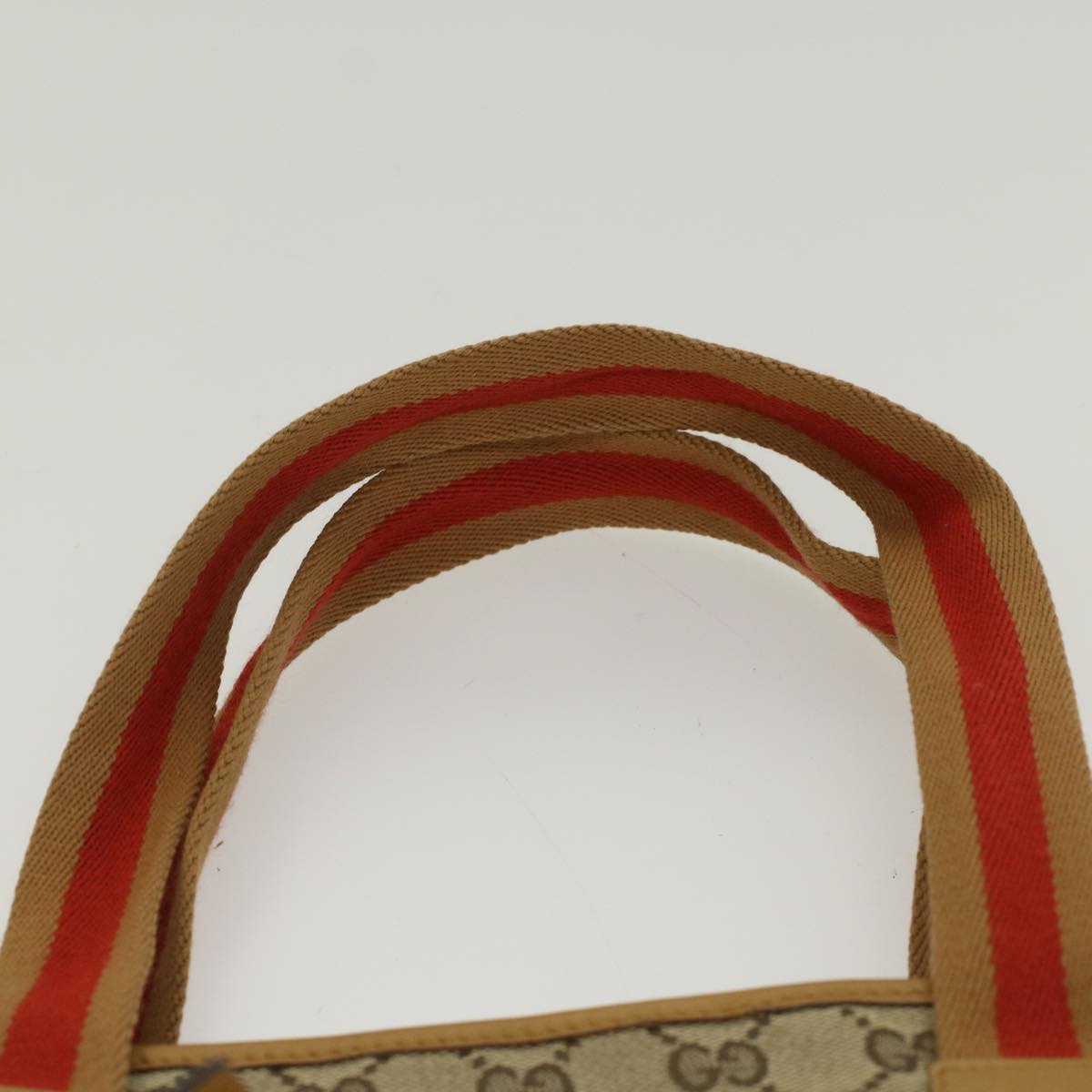 GUCCI GG Canvas Sherry Line Tote Bag Beige Red Brown 019.0401 Auth th3976