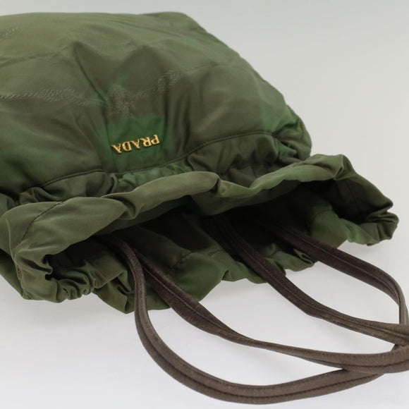 PRADA Tote Bag Nylon Khaki Auth th3978