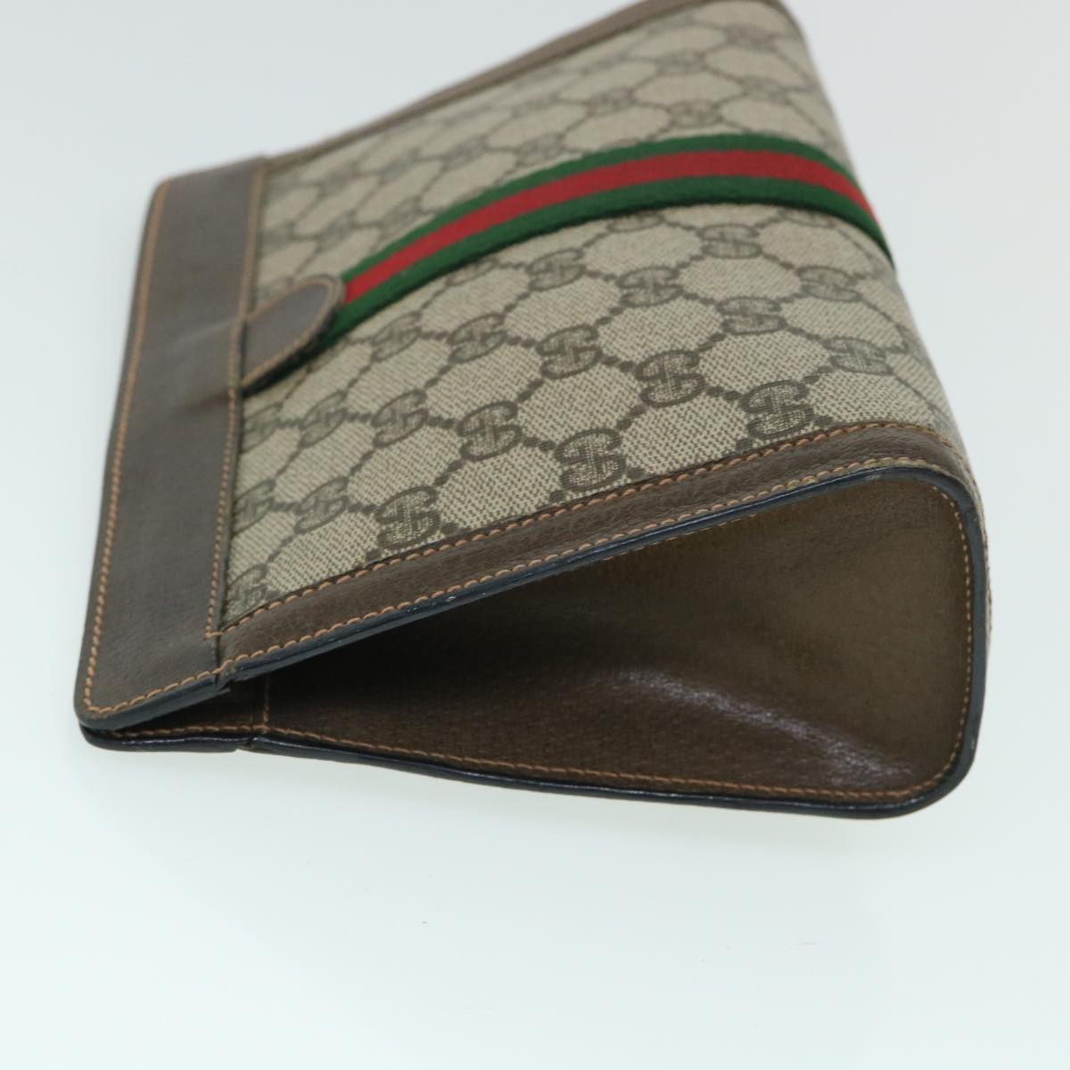 GUCCI GG Canvas Web Sherry Line Clutch Bag Beige Red Green 89 01 001 Auth th3990