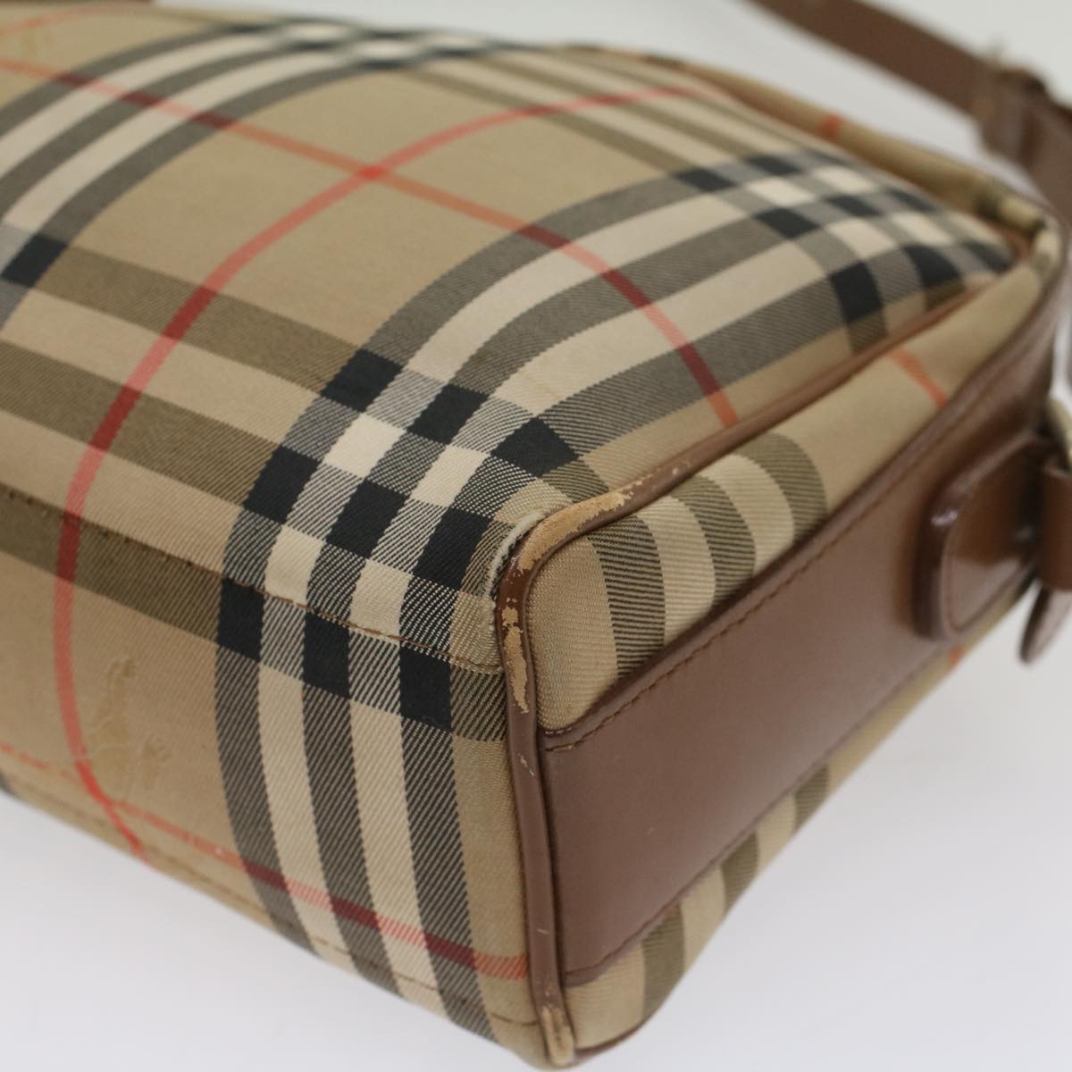 Burberrys Nova Check Shoulder Bag Canvas Leather Beige Brown Auth th3992