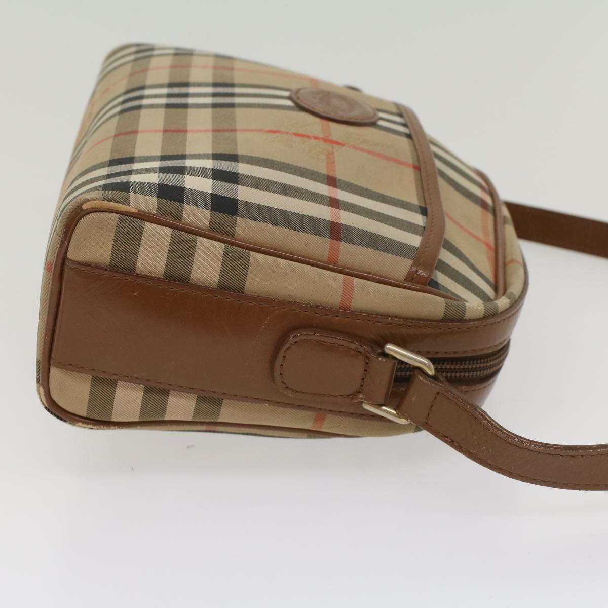 Burberrys Nova Check Shoulder Bag Canvas Leather Beige Brown Auth th3992