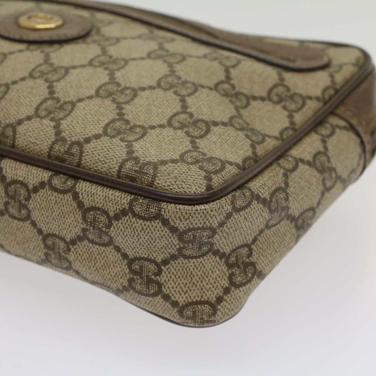 GUCCI GG Canvas Clutch Bag PVC Leather Beige 018 123 6021 Auth th3993