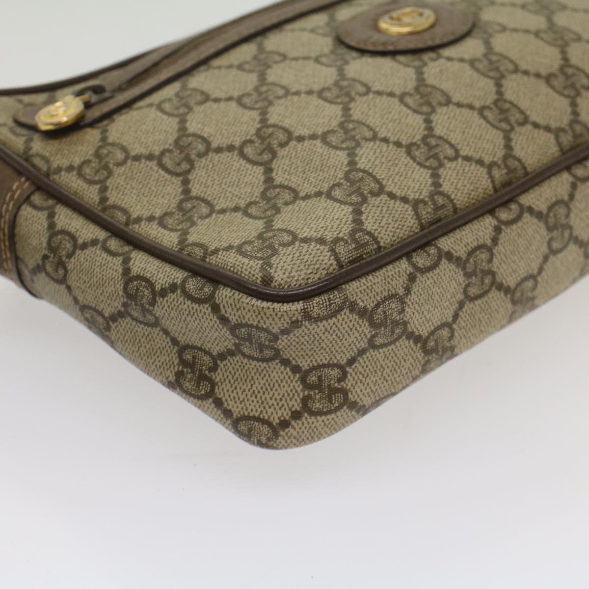 GUCCI GG Canvas Clutch Bag PVC Leather Beige 018 123 6021 Auth th3993