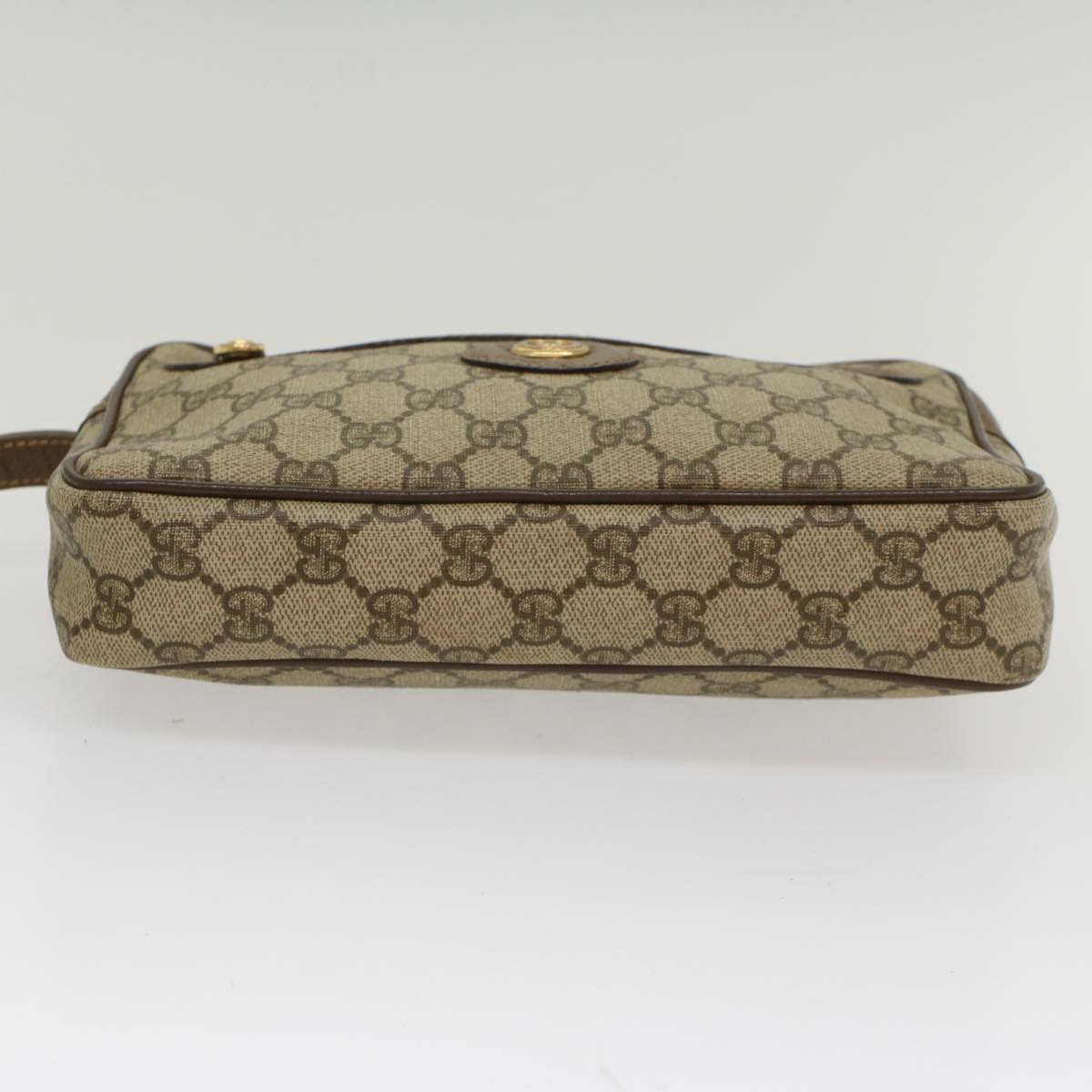 GUCCI GG Canvas Clutch Bag PVC Leather Beige 018 123 6021 Auth th3993