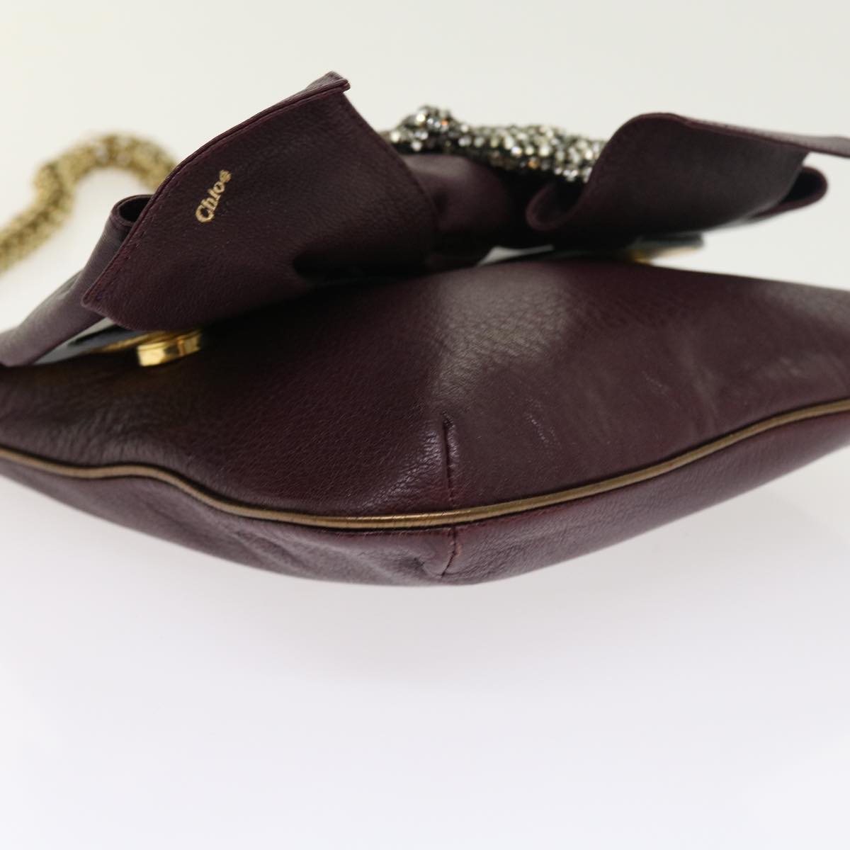 Chloe Chain Shoulder Bag Leather Purple Auth th3995