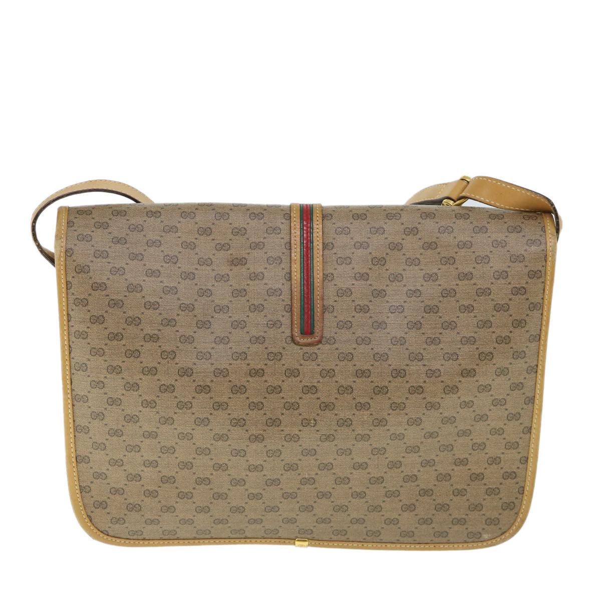 GUCCI Micro GG Canvas Web Sherry Line Shoulder Bag Beige Auth th4016 - 0