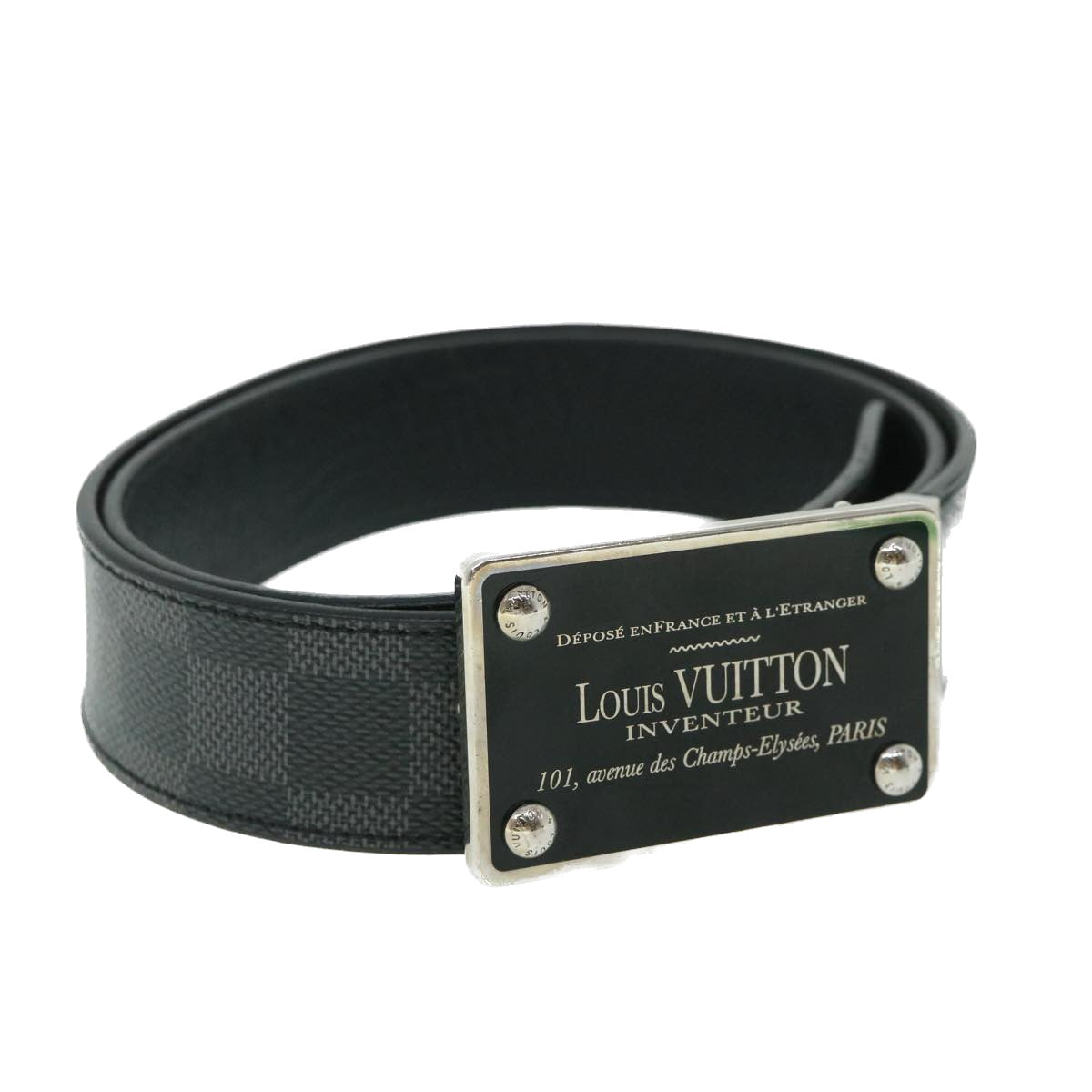 LOUIS VUITTON Damier Graphite Ceinture Inventeur Tour Belt M9632V LV Auth th4026