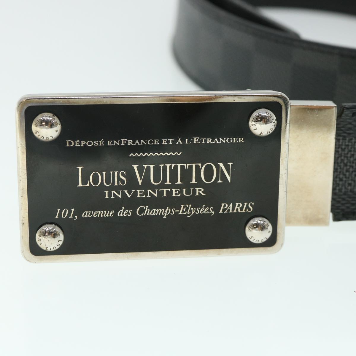 LOUIS VUITTON Damier Graphite Ceinture Inventeur Tour Belt M9632V LV Auth th4026