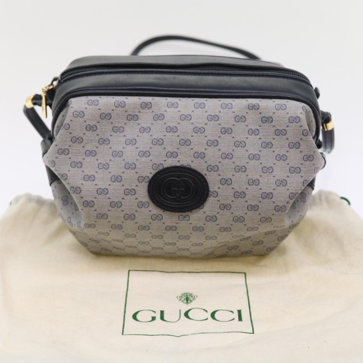 GUCCI Micro GG Canvas Shoulder Bag PVC Leather Navy 007.115.5770 Auth th4074