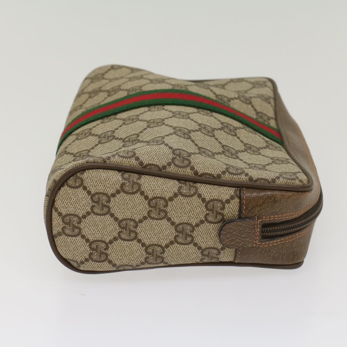 GUCCI GG Canvas Web Sherry Line Clutch Bag Beige Red Green 63.01.012 Auth th4080