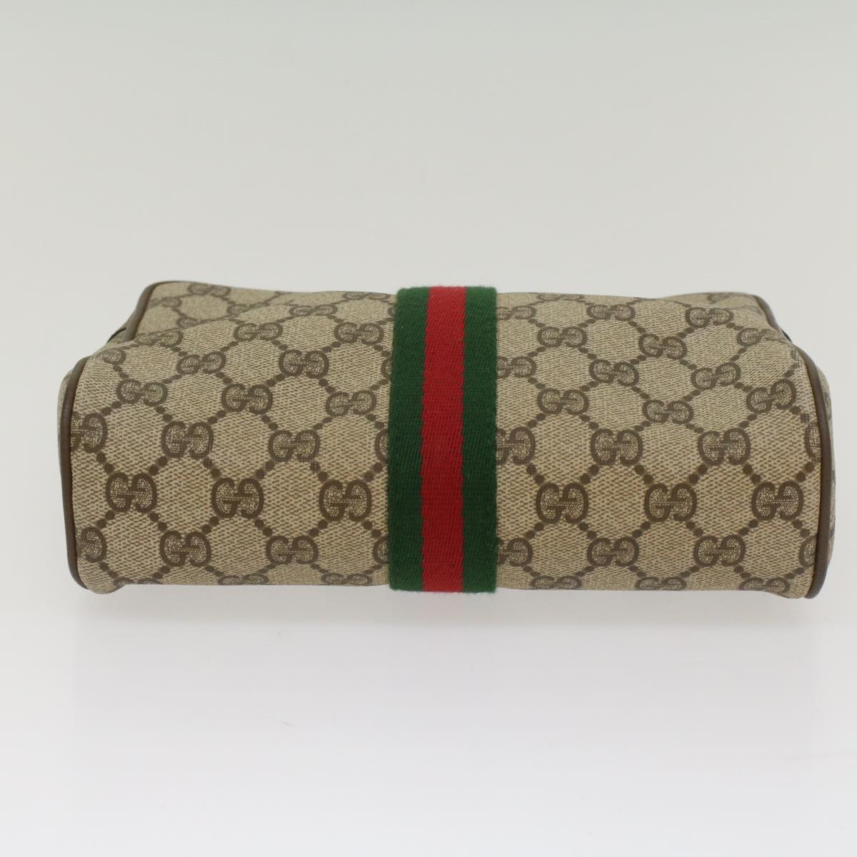 GUCCI GG Canvas Web Sherry Line Clutch Bag Beige Red Green 63.01.012 Auth th4080