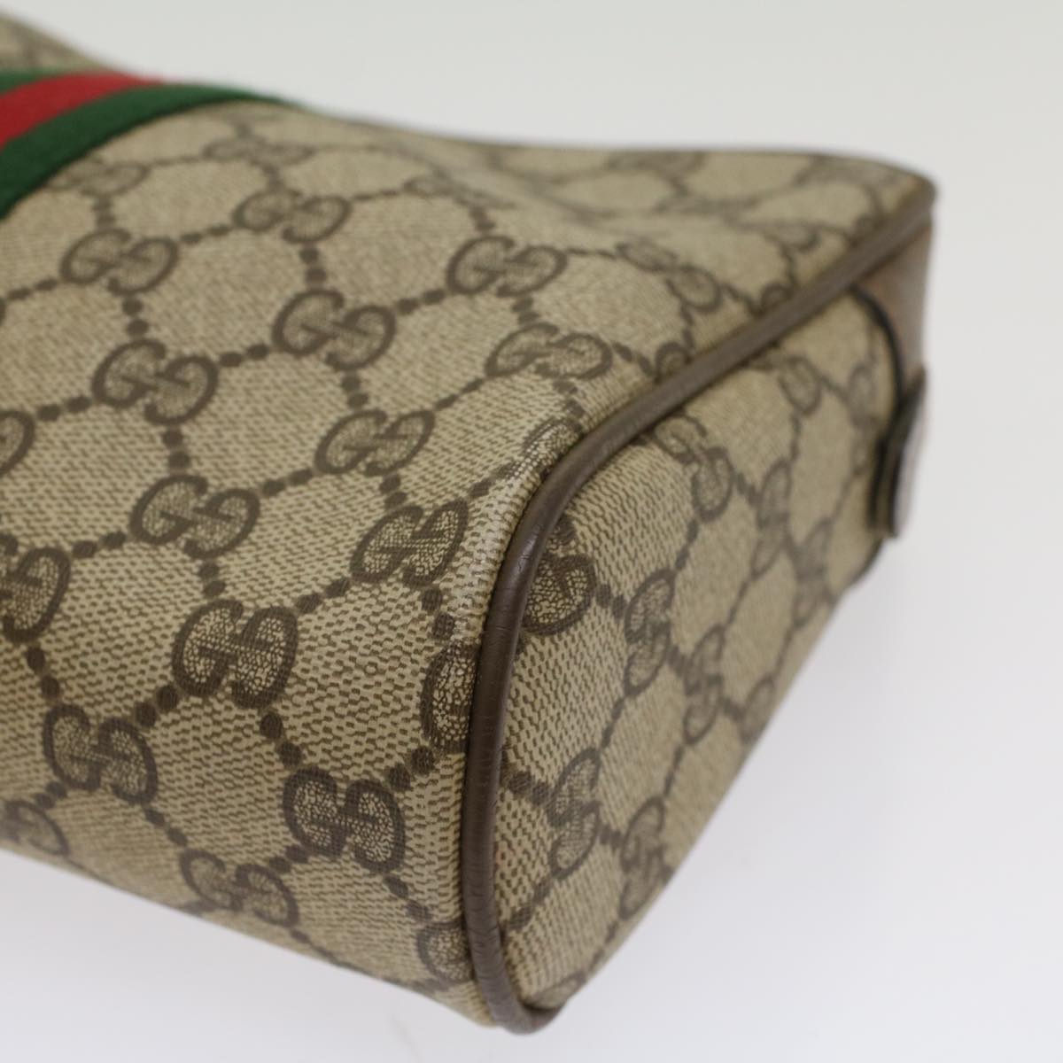 GUCCI GG Canvas Web Sherry Line Clutch Bag Beige Red Green 63.01.012 Auth th4080