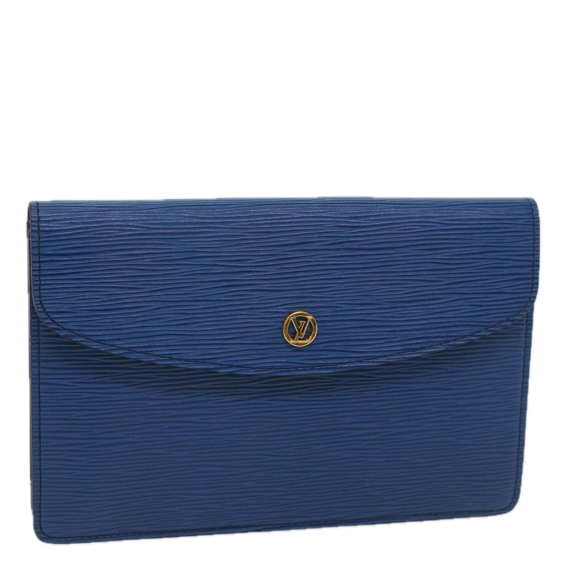 LOUIS VUITTON Epi Montaigne 23 Clutch Bag Blue M52665 LV Auth th4081