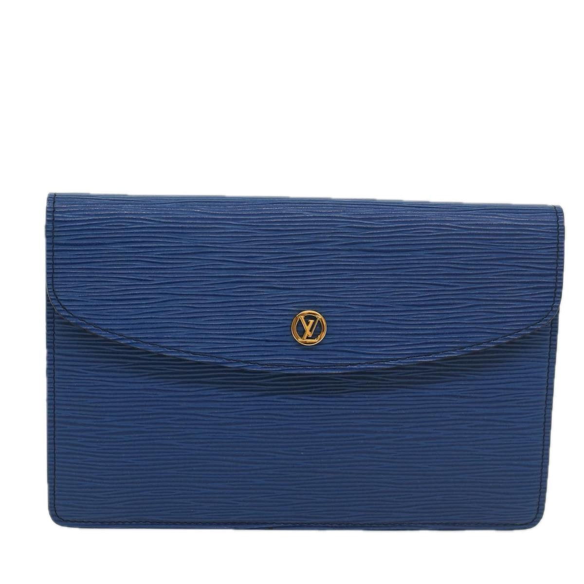 LOUIS VUITTON Epi Montaigne 23 Clutch Bag Blue M52665 LV Auth th4081