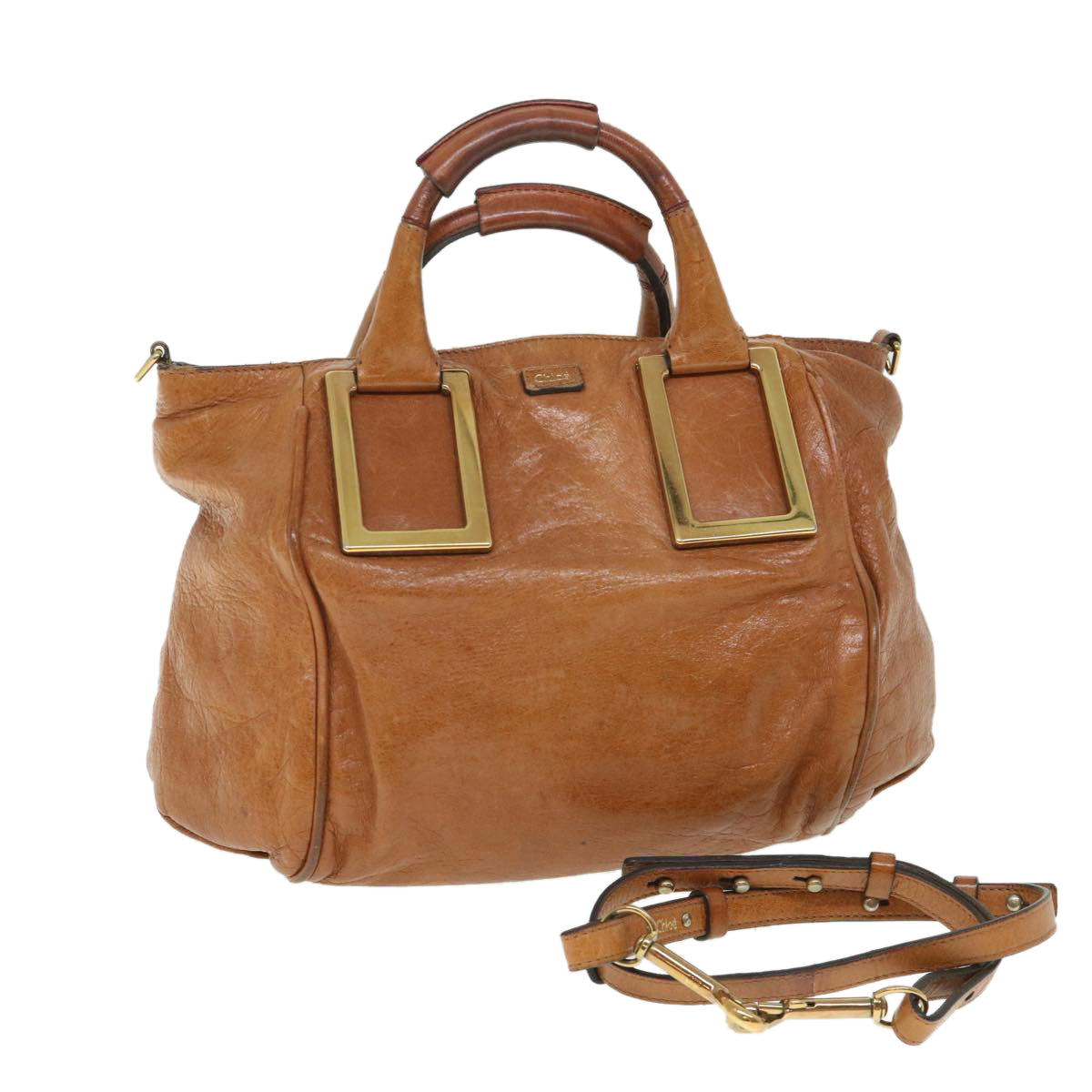 Chloe Etel Hand Bag Leather 2way Brown 03-10-50 Auth th4093