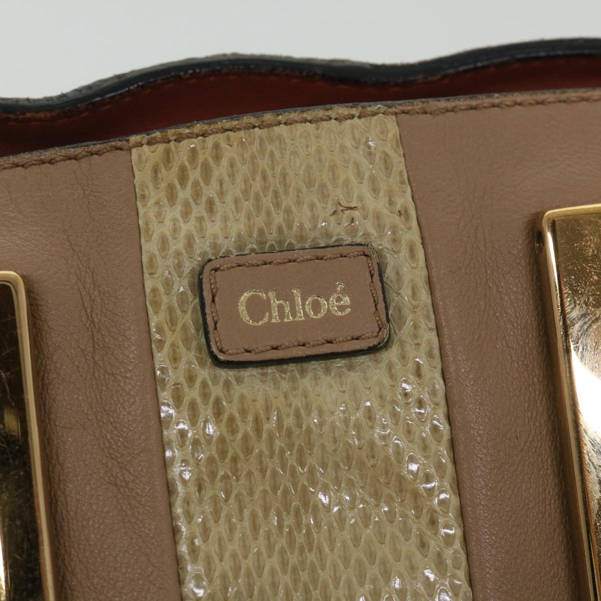 Chloe Etel Hand Bag Leather 2way Beige Auth th4098