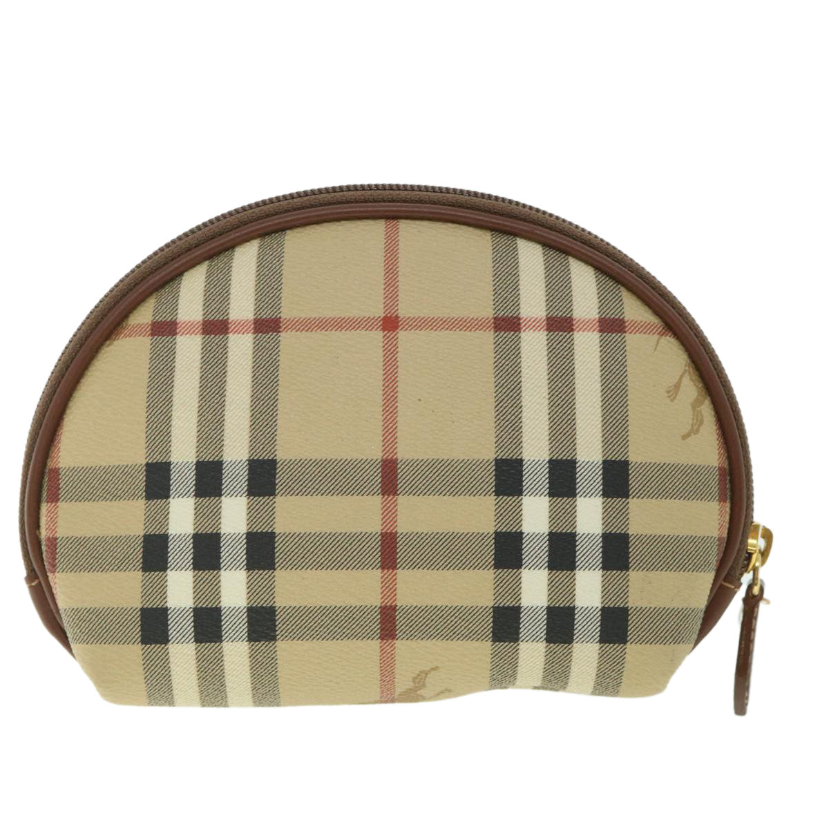 BURBERRY Nova Check Pouch PVC Leather Beige Auth th4100 - 0