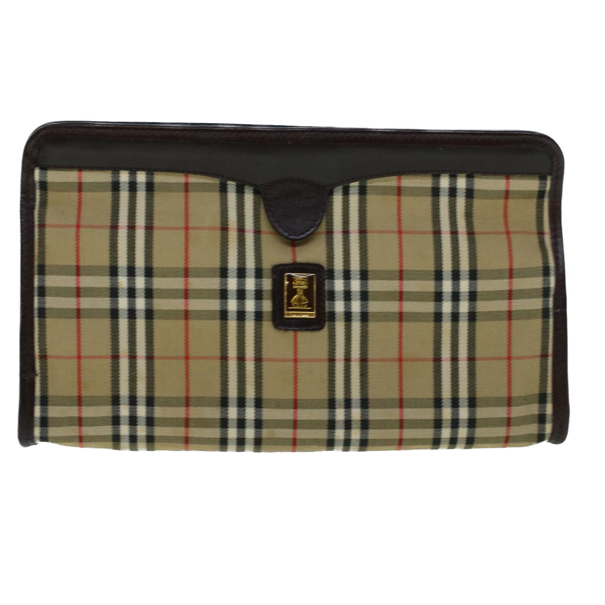 BURBERRY Nova Check Clutch Bag Beige Brown Auth th4101