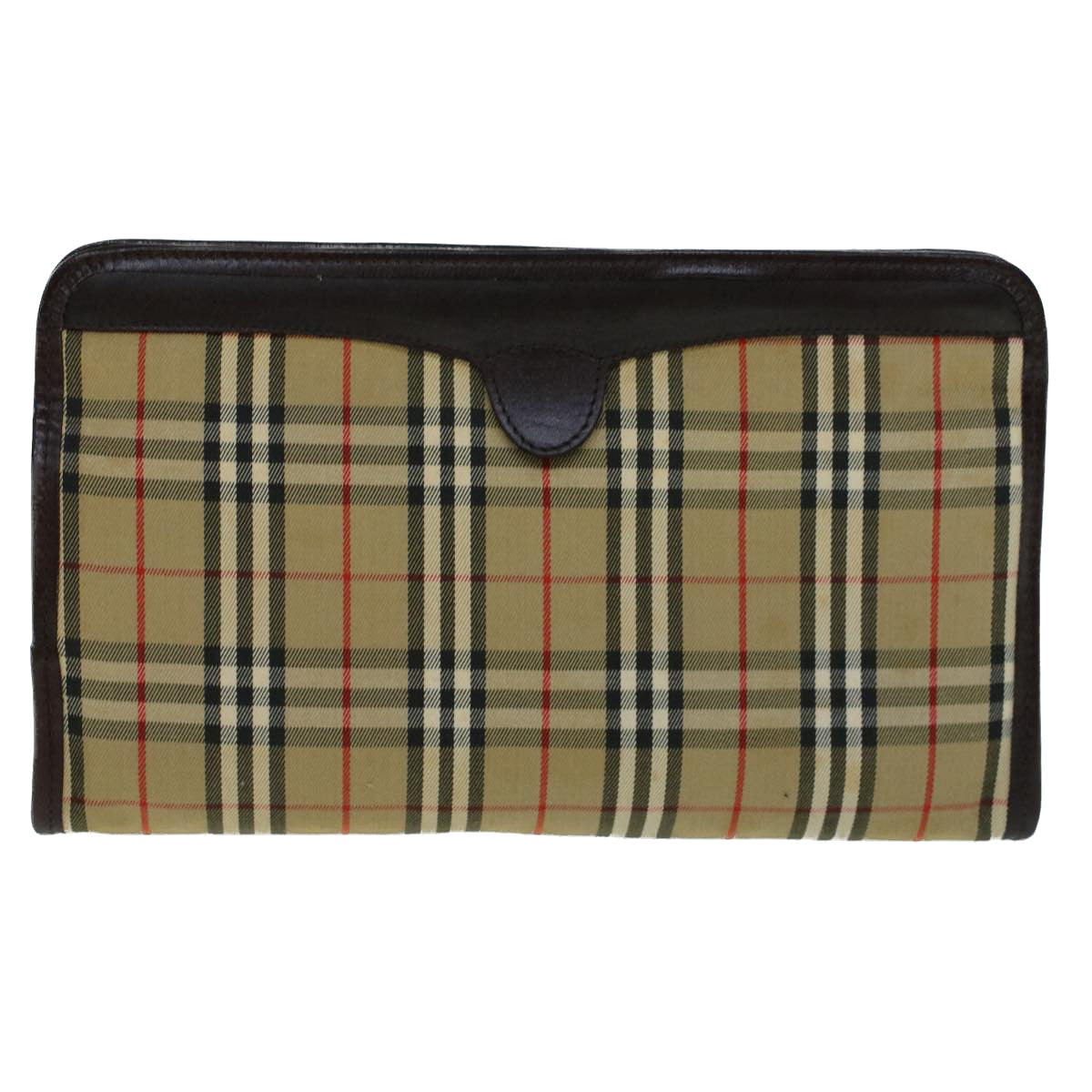 BURBERRY Nova Check Clutch Bag Beige Brown Auth th4101