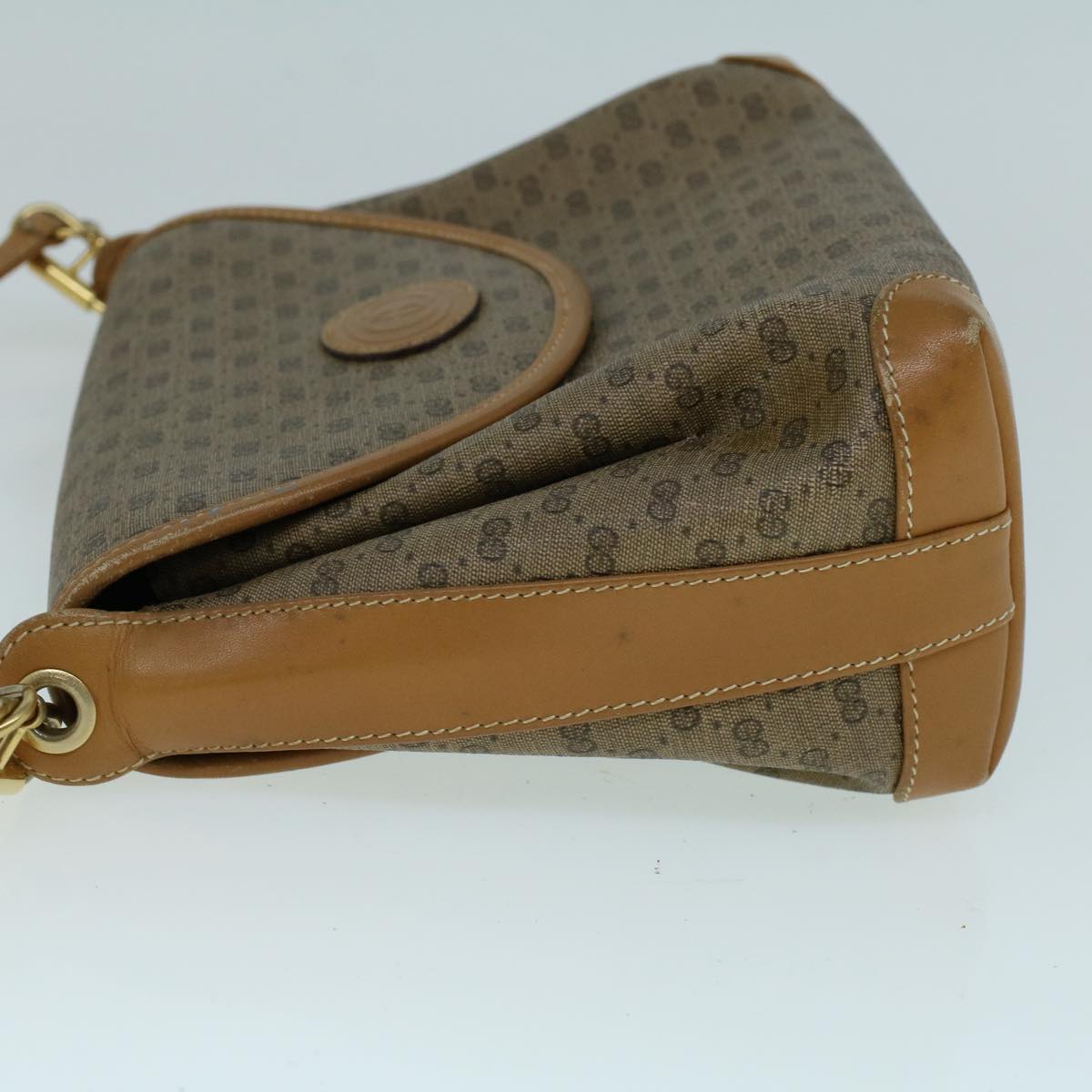 GUCCI Micro GG Canvas Shoulder Bag PVC Leather Beige Auth th4136