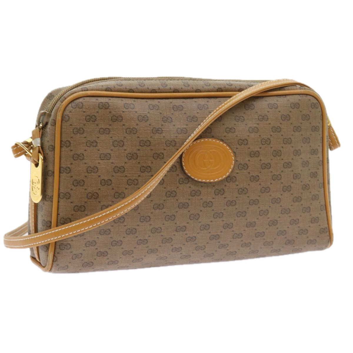 GUCCI Micro GG Supreme Shoulder Bag PVC Leather Beige Auth th4191