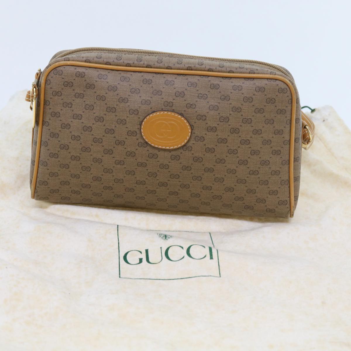 GUCCI Micro GG Supreme Shoulder Bag PVC Leather Beige Auth th4191