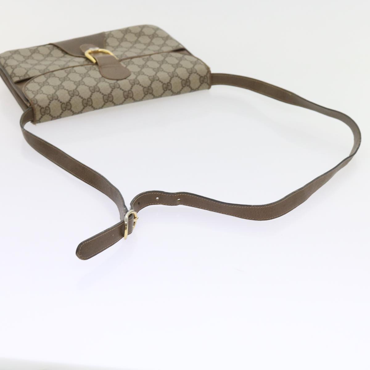 GUCCI GG Supreme Shoulder Bag PVC Leather Beige Auth th4221