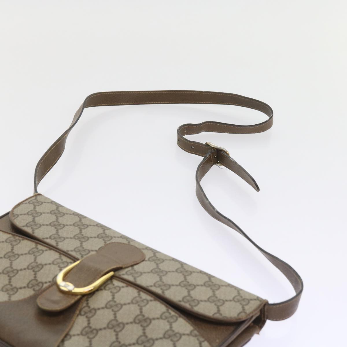 GUCCI GG Supreme Shoulder Bag PVC Leather Beige Auth th4221