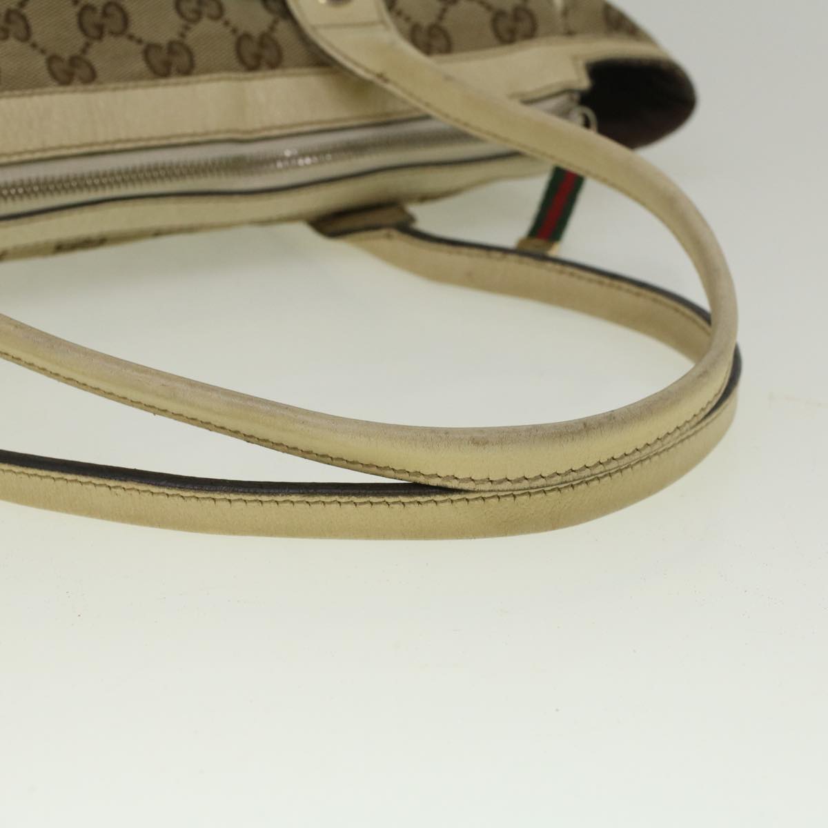 GUCCI GG Canvas Web Sherry Line Shoulder Bag Beige Red Green Auth th4248