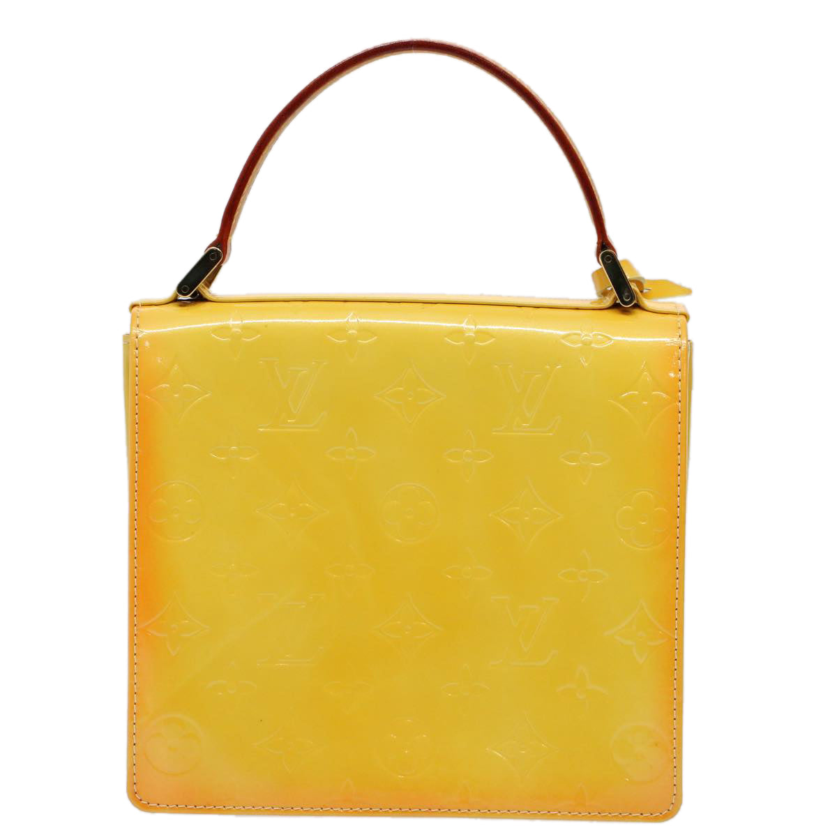 LOUIS VUITTON Monogram Vernis Spring Street Hand Bag Yellow M91068 Auth th4257