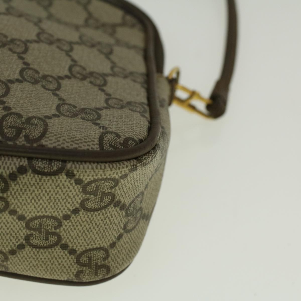 GUCCI GG Canvas Shoulder Bag PVC Leather Beige Auth th4288